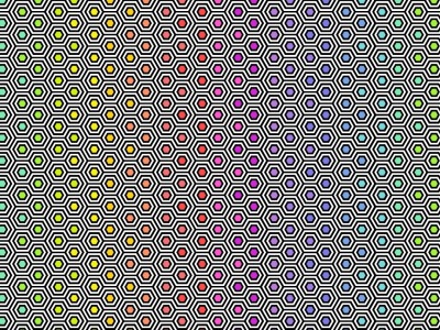 0,5m BW Tula Pink Line Work Hexy Rainbow Ink, Hexagon, schwarz weiß Regenbogen bunt - weitere