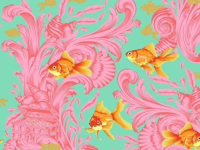 Besties by Tula Pink Treading Water Goldfisch Blossom, rosa - Besties by Tula Pink for Freespirit