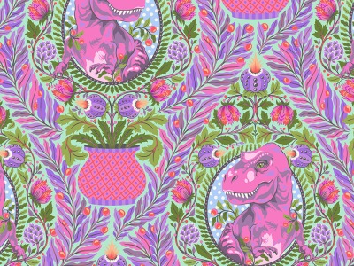 Tree Rex - Mist || ROAR Tula Pink , lila pink lime - Roar by Tula Pink Free Spirit Fabrics