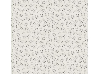 0,25m BW Musical Gift by Katie Pertiet, Noten klein, weiß schwarz - Willmington Prints