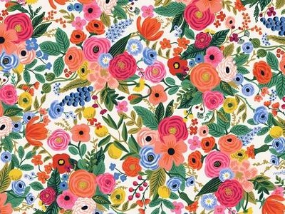 0,25m Baumwolle Wildwood by Rifle Paper &amp; Co Blumen Flowers, weiß bunt - Rifle Paper &amp; Co by Cotton