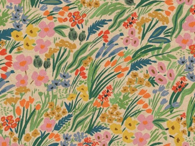 ungebleichter Canvas Linen Bramble by Rifflepaper Blumen , natur bunt - Bramble by Rifflepaper