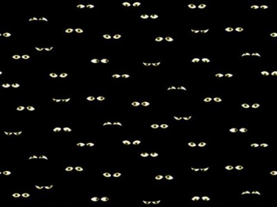 0,25m Baumwolle Tiny Frights Creepy Eyes, nachtleuchtend/glow in the dark, schwarz - Tiny Frights by