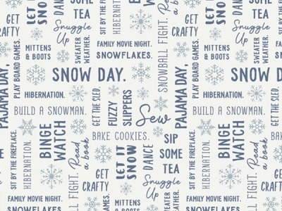 0,5m Baumwolle Snowday Snowbound Wörter Schrift, weiß blau grau - Snowday by Mister Domestic for