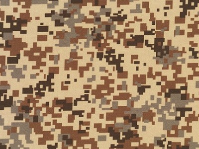 0,25m BW Robert Kaufmann Camo Camouflage Pixel, Khaki braun - kleine Motive