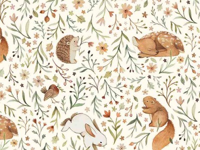 0,25m BW Dear Stella Little Fawn Celebration Animal Floral Tiere , cream grün