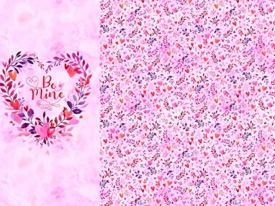 1 Panel February Be Mine Valentinstag Liebe Love , rosa pink - Celebrate the Seasons by Hoffman Fabr