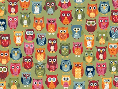 0,25m Autumn Days Owls Eule, grün bunt