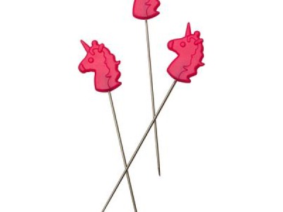 30 Stück Pins Stecknadeln mit Kunststoffkopf Einhorn Unicorn Tula Pink, Pink