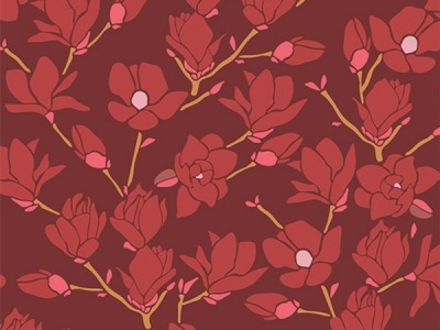 0,25m Baumwolle The Softer Side Magnolia Seven Magnolien, rot - The Softer Side by Amy Sinibaldi for