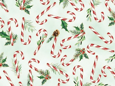 0,25m Baumwolle Holiday Sweets Zuckerstangen, mint gold - weitere Stoffe der Serie im Shop