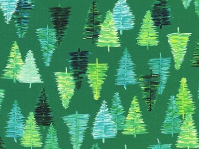 0,25m Baumwolle GLOW Xmas Weihnachten Weihnachtsbäume, grün grüntöne - Glow by Wishwell for
