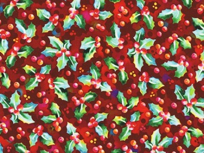 0,25m Baumwolle GLOW Xmas Weihnachten Ilex Beeren, rot grün - Glow by Wishwell for Robert Kaufmann