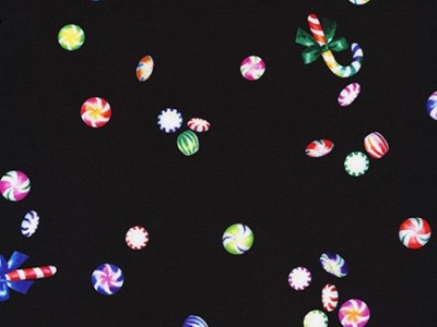 0,25m Baumwolle GLOW Xmas Weihnachten Zuckerstangen Sahnebonbons, schwarz bunt - Glow by Wishwell