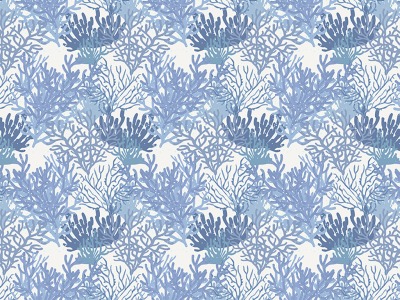 0,25m Baumwolle Seashell Wishes Coral Forrest Korallen , blau - Seashell Wishes by Diane Neukirch
