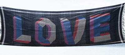 Joy or Love in Black - 100 handknotted superfine Merino scarve Handmade by the woman weavers of Kumaon