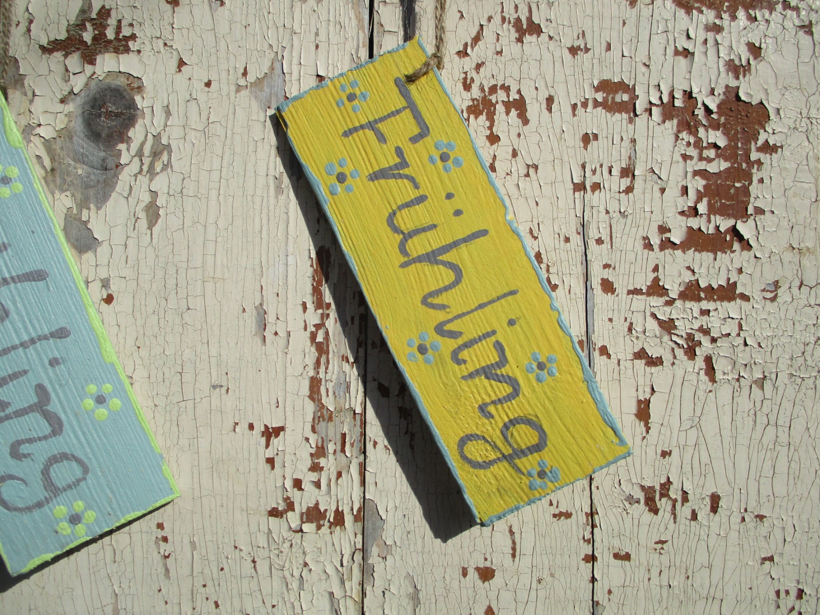 Kleines Schild aus Holz , Frühlingsschild , im Vintage Shabby Stil 3