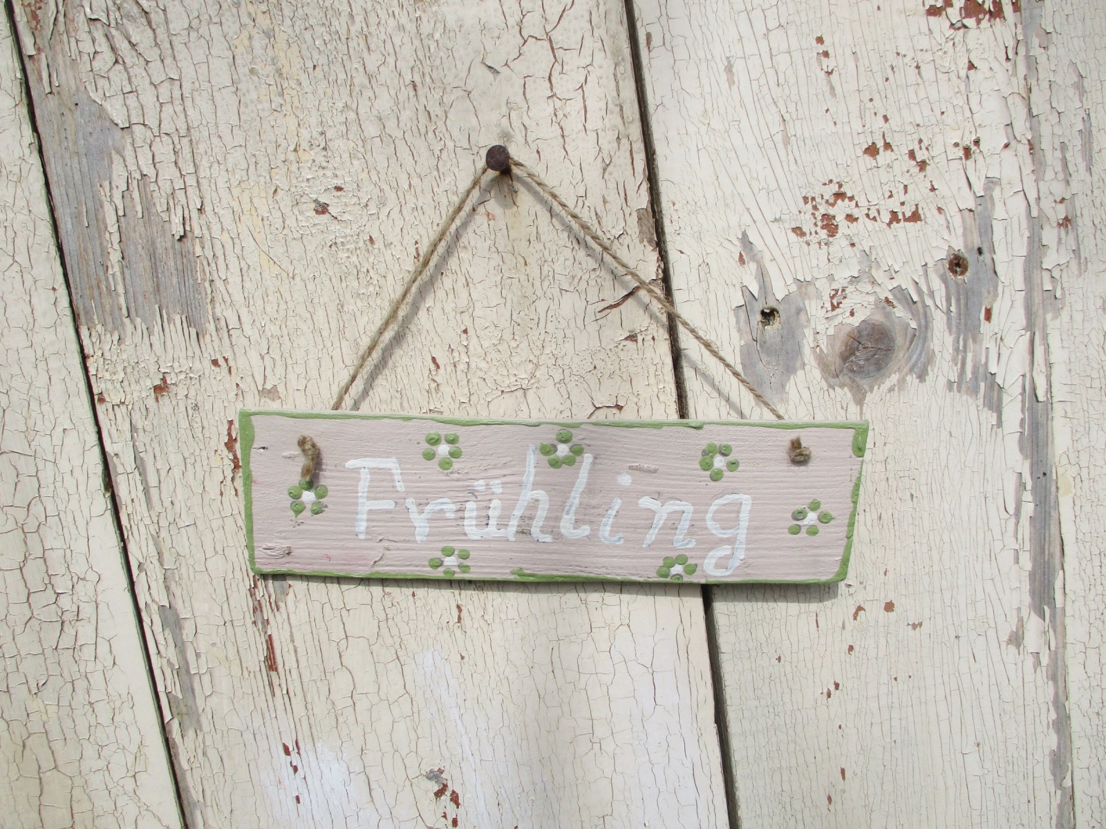 Kleines Schild aus Holz , Frühling , im Vintage Landhaus Shabby Stil 7