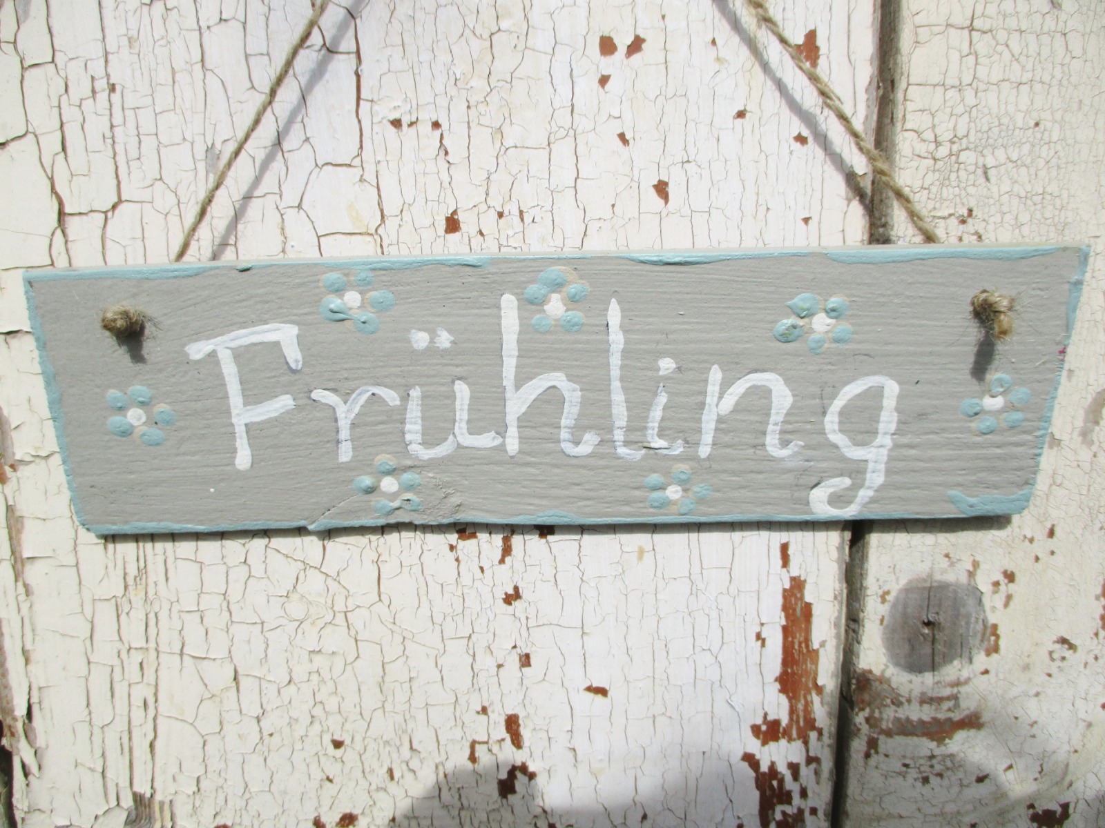 Kleines Schild aus Holz , Frühling , im Vintage Landhaus Shabby Stil 8