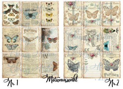 Papier - Aufkleber / Etiketten Schmetterling Butterfly - 2 unterschiedliche Motiv-Bögen zur Aus