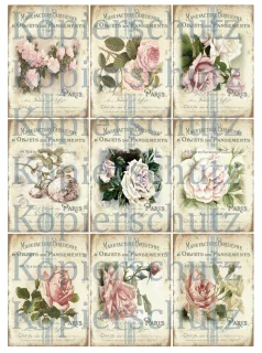 Papier - Aufkleber / Etiketten Lavendel Sommer Beige Rosa - Shabby Vintage Motive , selbstklebend