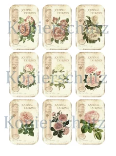Papier - Aufkleber / Etiketten Rose Sommer Beige Rosa - Shabby Vintage Motive , selbstklebend ,