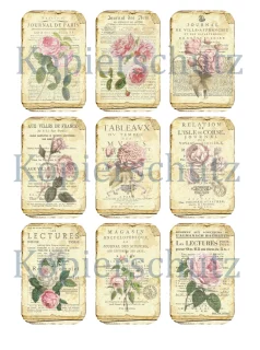 Papier - Aufkleber / Etiketten Rose Sommer Beige Rosa - Shabby Vintage Motive , selbstklebend ,