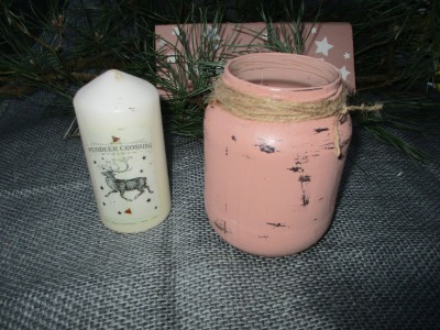 Vase / Windlicht im Shabby Chic aus Altglas in Altrosa ,Landhaus Chare , Nachhaltigkeit, Deko Glas