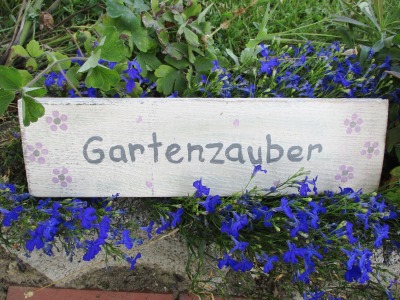 Holzschild GARTENZAUBER Shabby Handbeschriftet - zum Stellen - Gartendeko Gartenschmuck Shabby