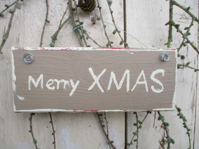 Merry XMAS Türschild aus Holz - Türschmuck - Shabby &amp; Landhaus Weihnachtsdekoration -