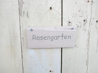 ROSENGARTEN Holz - Gartenschild Recycling Upcycling handbeschriftet - Shabby Holz Dekoration