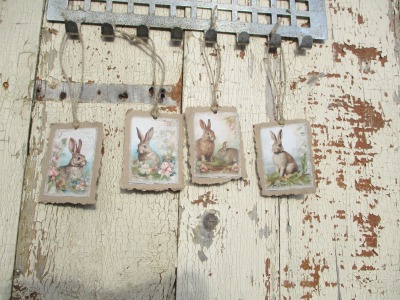 Osteranhänger mit Hasen Motiv aus Kraftpapier - Geschenk Anhänger Ostern