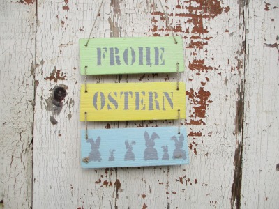 Holzschild Frohe Ostern - Vintage Shabby Recycling - Ostern Dekoration Türschild Osterzeit