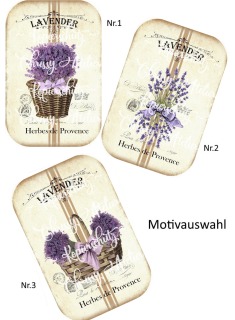 Bügelbild Lavendel Motive Transfer Beige Lila zum Aufbügeln - Wahlweise A4 A5 A6 - DIY Shabby /