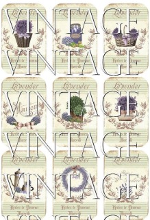 Bügelbild Lavendel Motivbogen A4 mit 9 Bügelbildern Beige Lila - A4 Motivbogen DIY Shabby Vintage