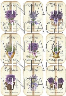 Papier - Aufkleber / Etiketten Lavendel Sommer Beige Lila - Shabby Vintage Motive , selbstklebend