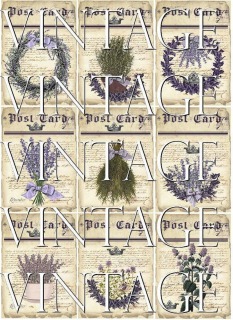 Papier - Aufkleber / Etiketten Lavendel Sommer Beige Lila - Shabby Vintage Motive , selbstklebend