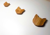 Wandhaken aus Holz, Katze Kleiderhaken, 3 er set Wandhaken, Eiche Kleiderhaken 5,7,9 cm