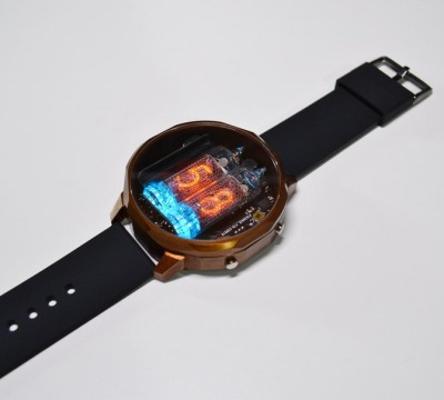 Nixie Watch N-186 - Vintage Armbanduhr, Röhrenuhr, Aluminium und IN_16 Röhren, RGB, Beschleunigung