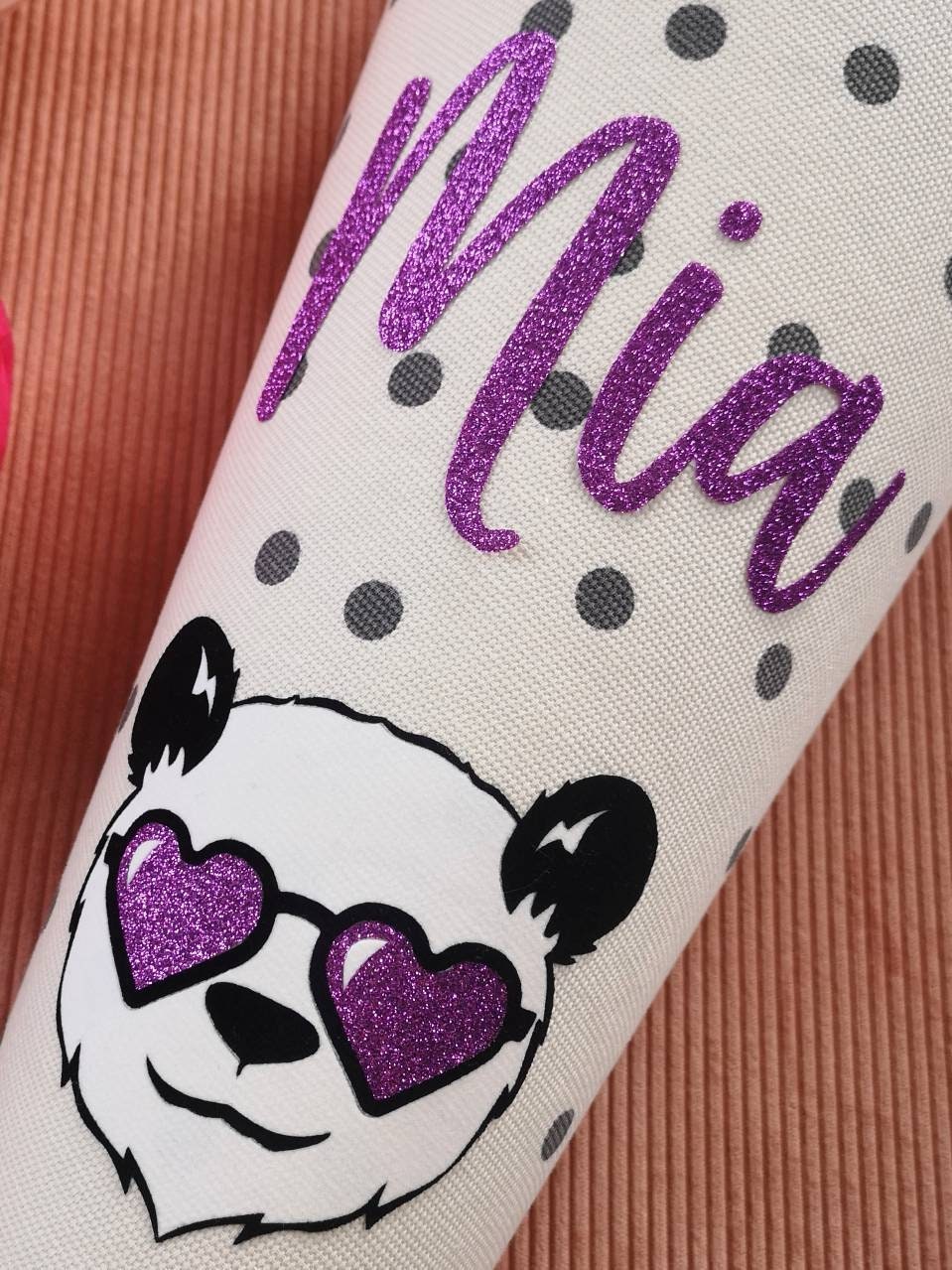 Schultüte Panda mit Namen aus Stoff, Einschulung für Mädchen 70 cm 5