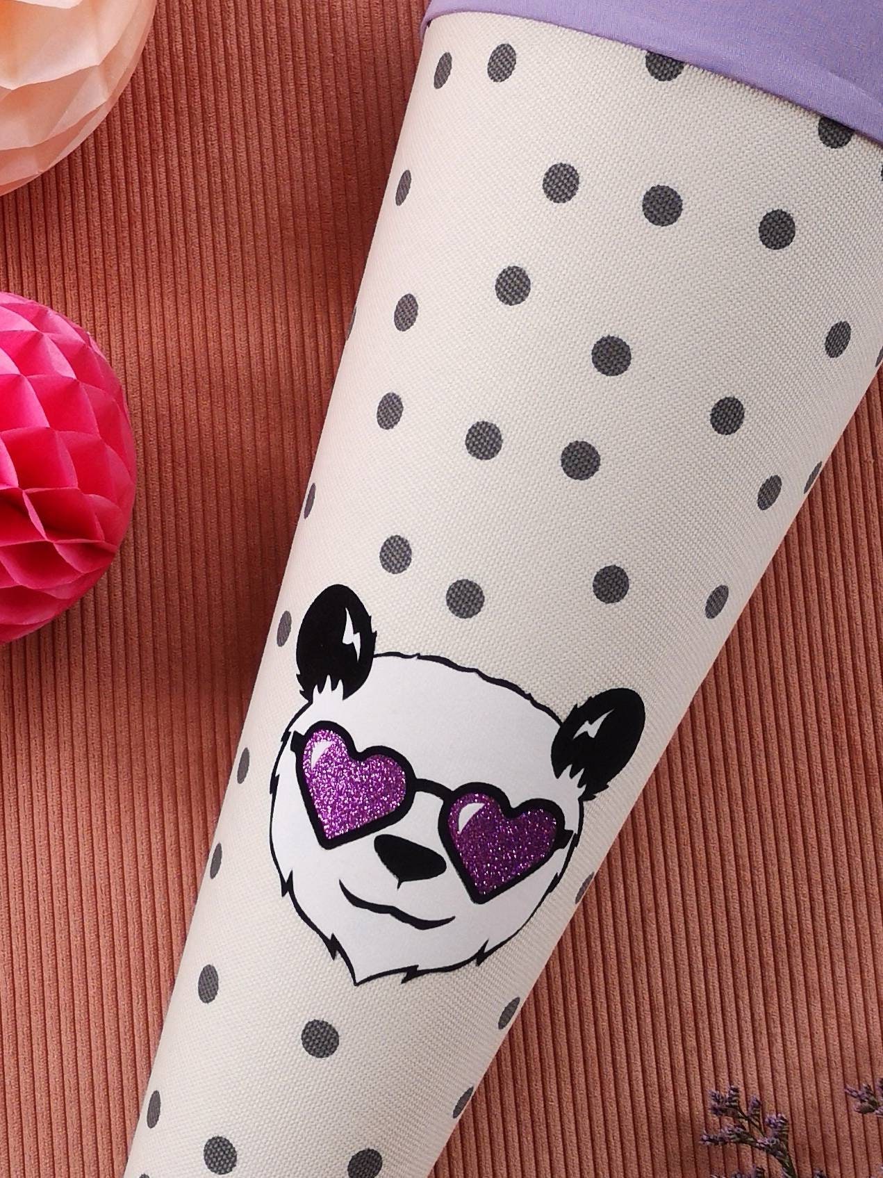 Schultüte Panda mit Namen aus Stoff, Einschulung für Mädchen 70 cm 6