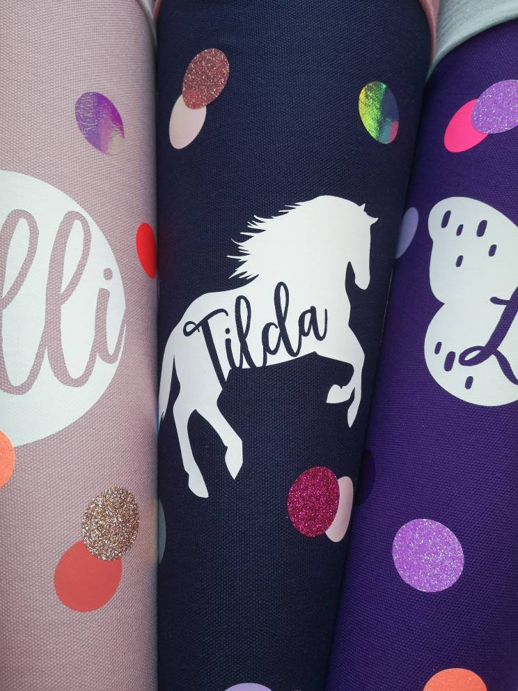 Pferd Konfetti Schultüte in Dunkelblau mit Name personalisiert für Mädchen 7