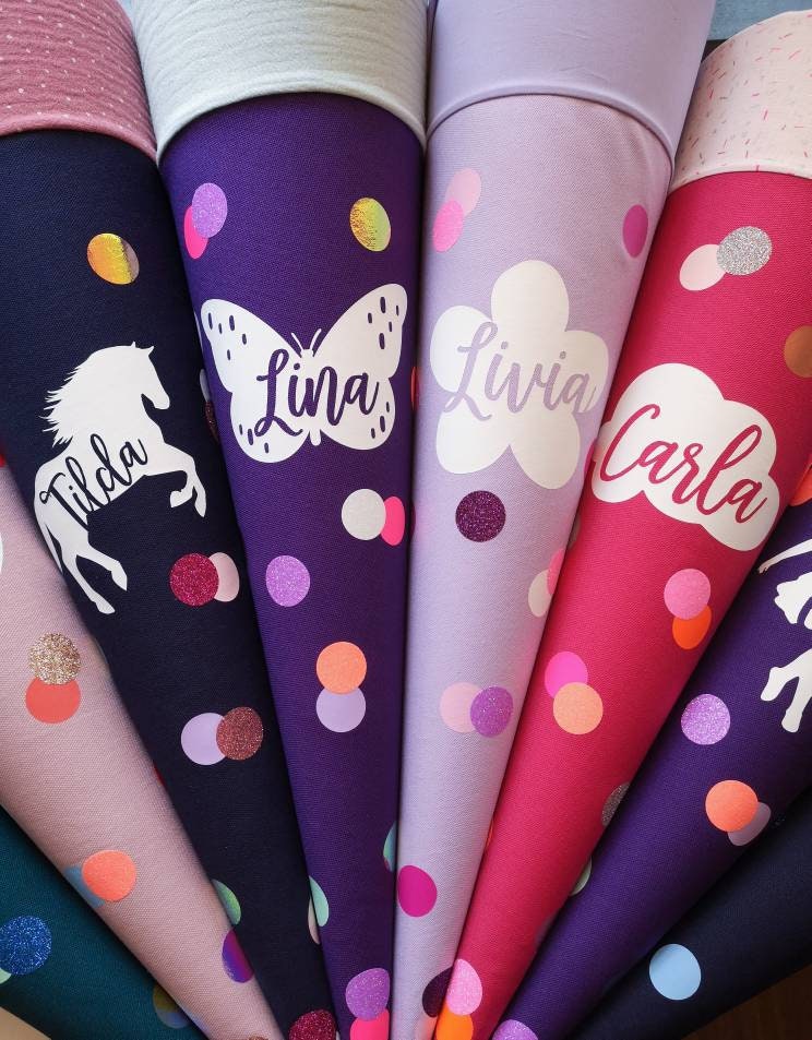 Konfetti Schultüte in Rosa mit Name personalisiert für Mädchen 10