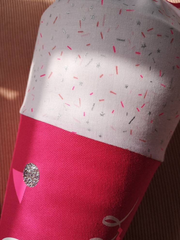 Konfetti Schultüte Pink aus Stoff 70cm 3