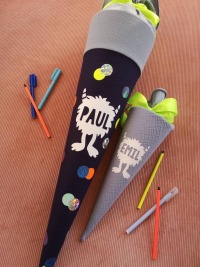 Konfetti Schultüte Dunkelblau mit Neonfarben für Jungs 35cm und 70cm personalisierbar 8