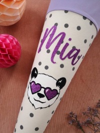 Schultüte Panda mit Namen aus Stoff, Einschulung für Mädchen 70 cm 2