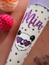 Schultüte Panda mit Namen aus Stoff, Einschulung für Mädchen 70 cm 10