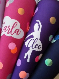 Lila Konfetti Schultüte mit Neonfarben aus Stoff 70 cm 6