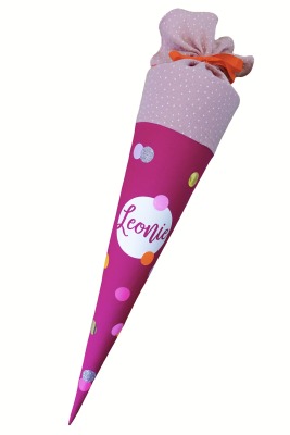 Konfetti Schultüte in Pink und Rosa - aus Stoff - 70cm groß inkl. Papprohling
