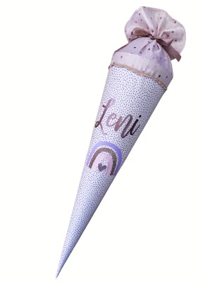 Pastell Regenbogen Schultüte aus Stoff mit Name - 70cm - personalisierbar - inkl. Papprohling